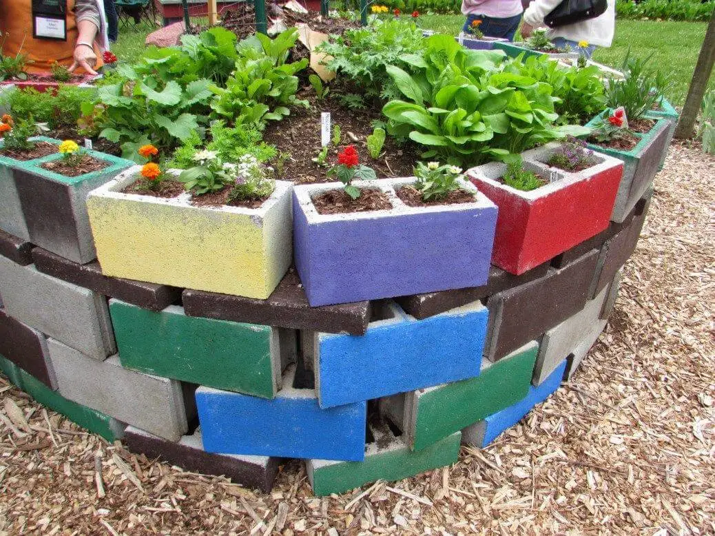 #7. Raised Bed Gardening with Concrete Blocks