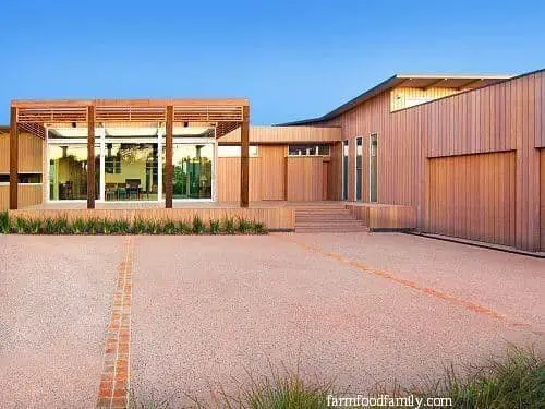 Exposed aggregate concrete driveway