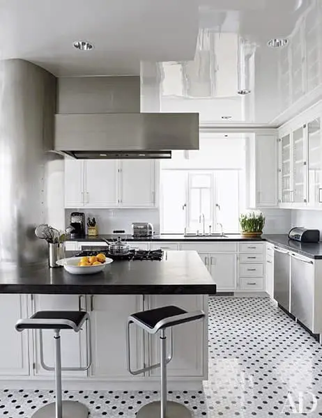 Black and white kitchen floor tiles