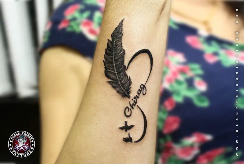 Infinity feather tattoo