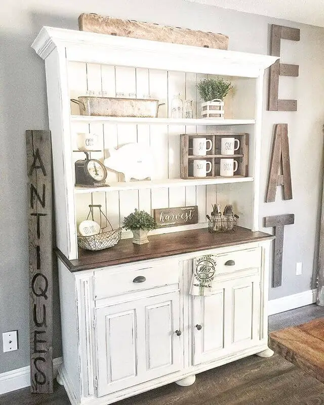 White Hutch and Cupboard (Used country chic chalk paint in vanilla frosting)