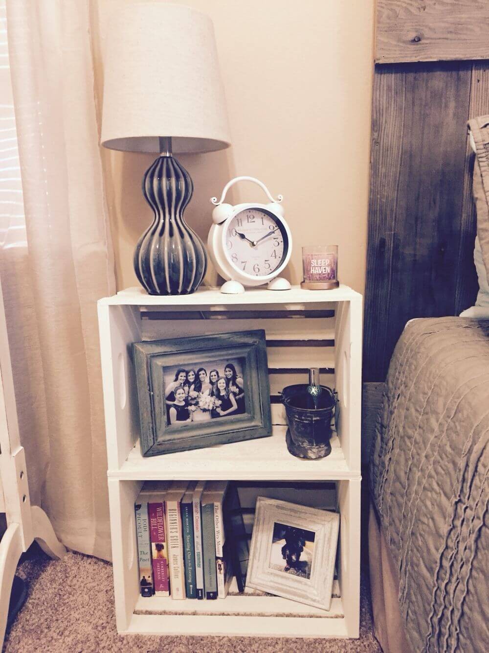 DIY Wood Crate Nightstand