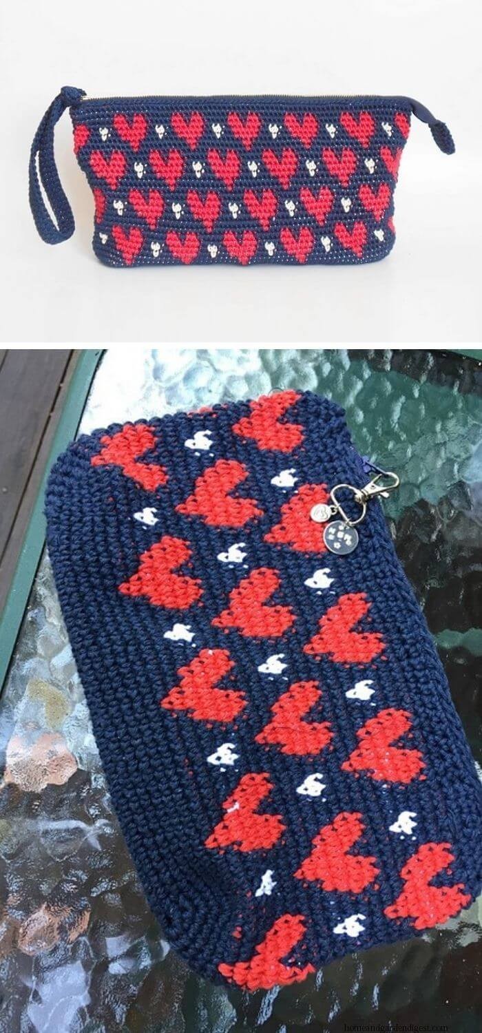 Hearts clutch tapestry