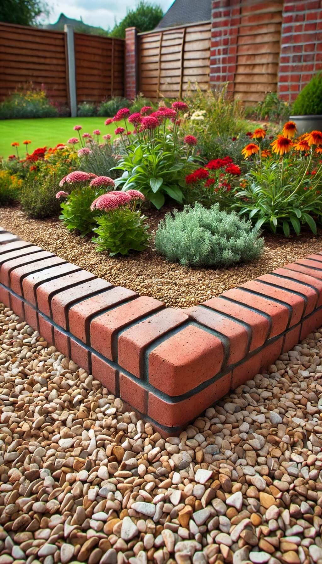 Brick and Gravel Combination Edging