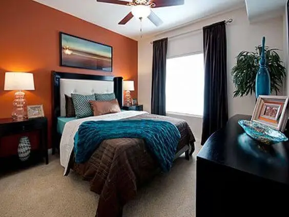 Teal and Orange bedroom