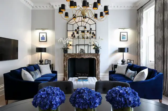 Black and blue living room ideas.