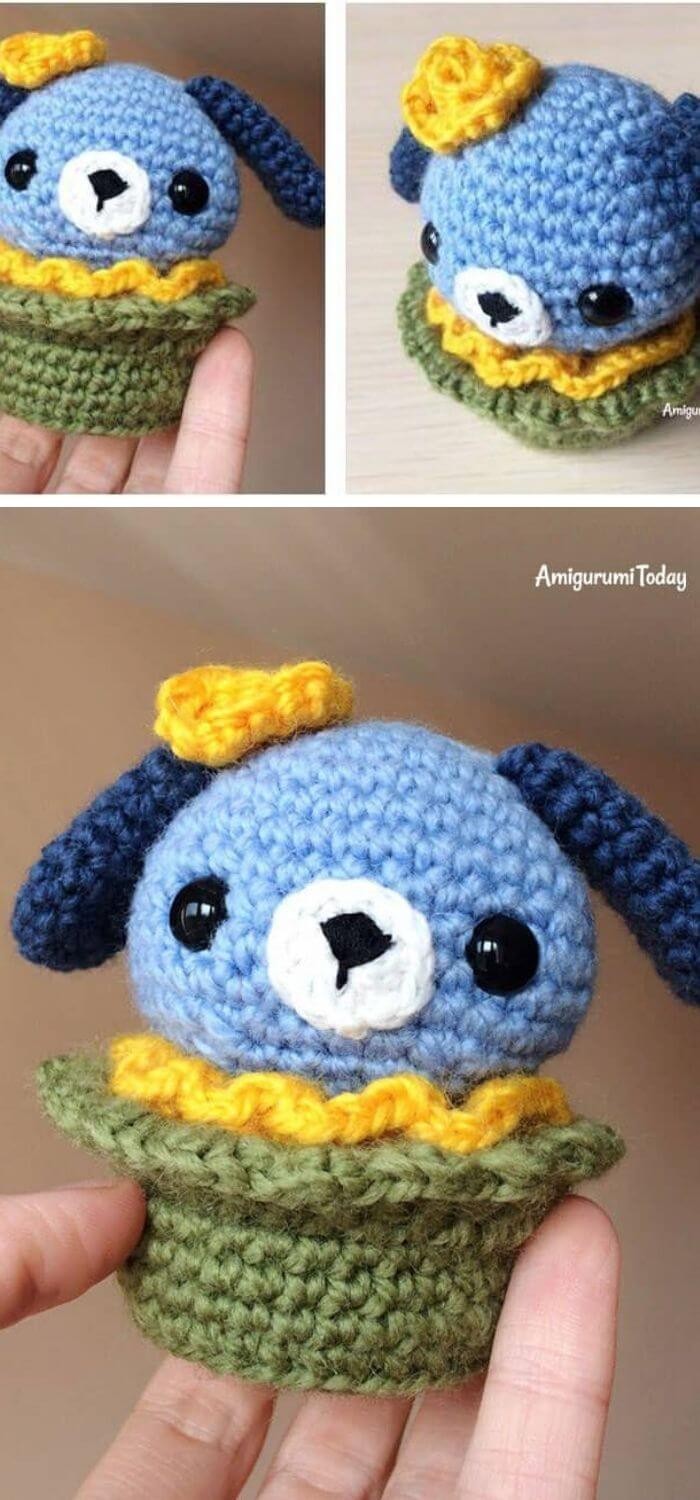 Cute Dog Faced Crochet Cupcake