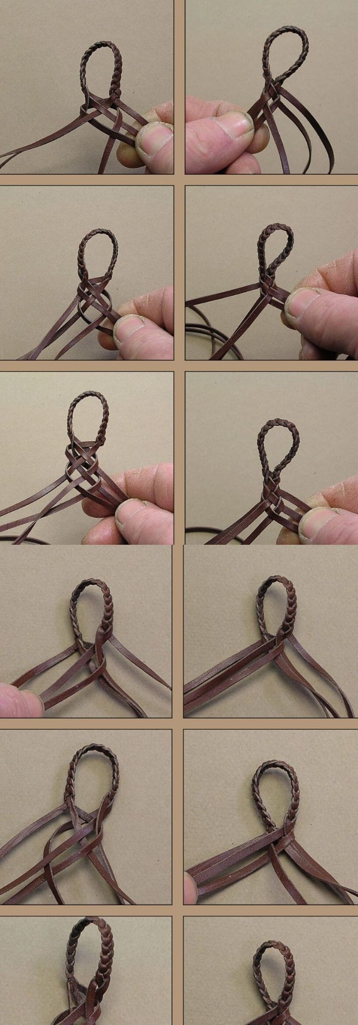 Simple 6 strand leather braiding