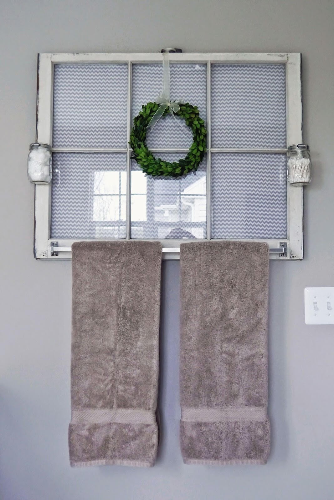 #16. Hang Towels On Your Vintage Window Towel Rank