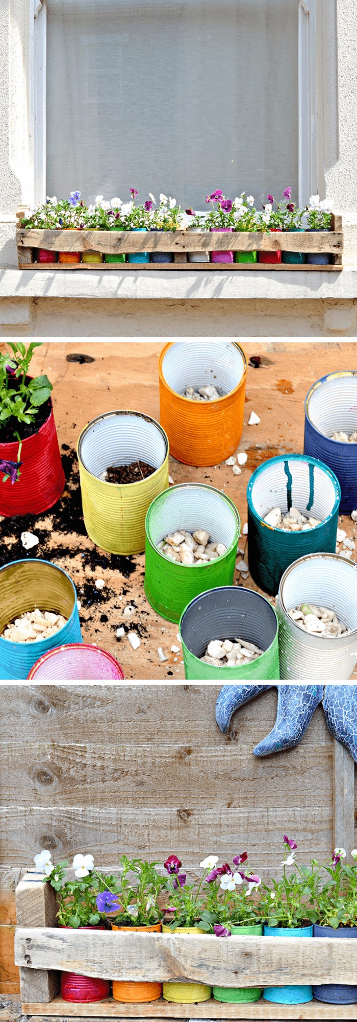 Colorful Tin Can Planters