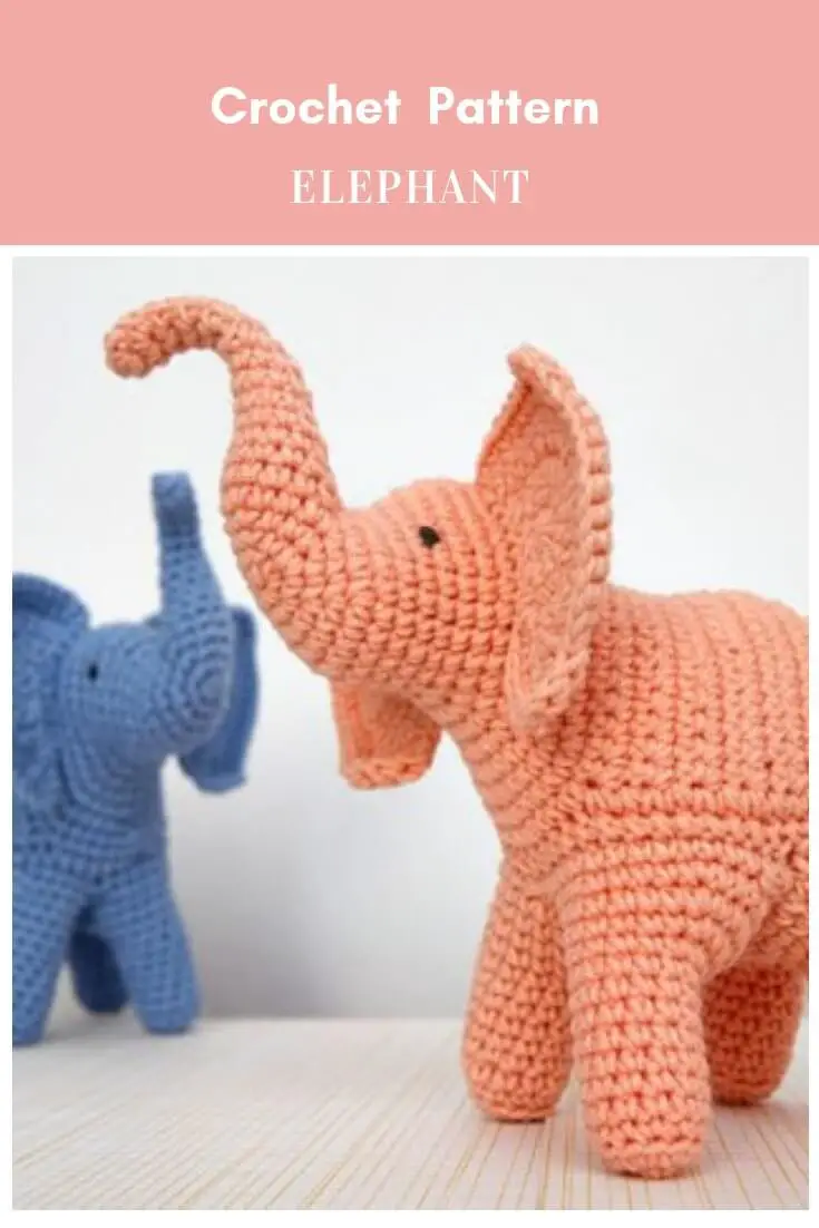 Elephant Crochet Pattern, Elephant Amigurumi Pattern, Trunk Up Elephamt, toy pattern.