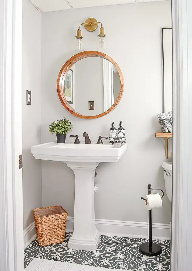 Gray and White Vintage Modern Bathroom