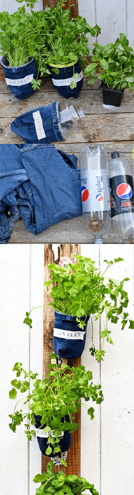 DIY Indoor Herb Garden Planters From Denim