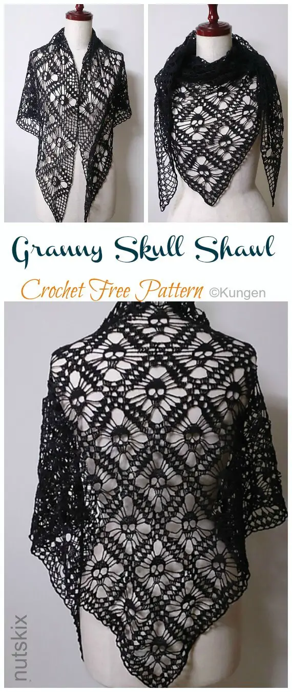 Crochet Skull Shawl Free Pattern