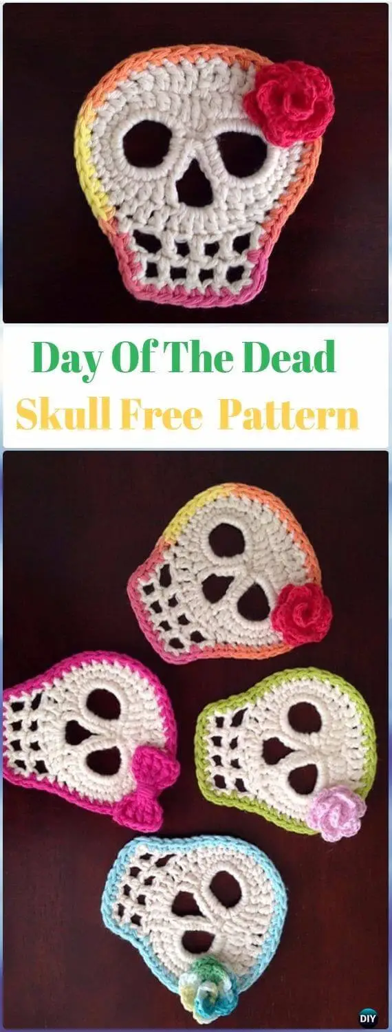 Crochet Day of the Dead Halloween Crochet Skull