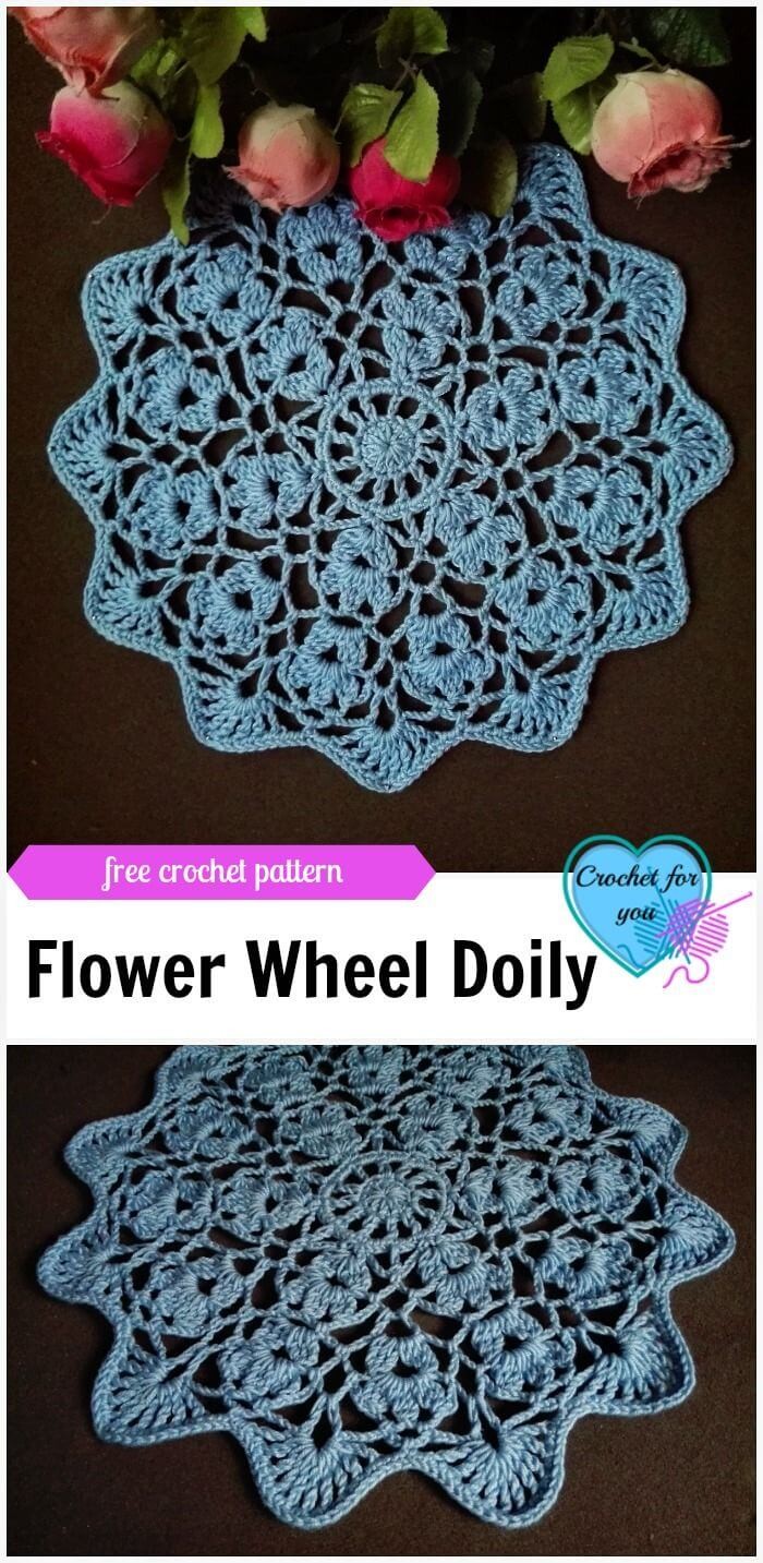 Flower Wheel Doily Free Crochet Pattern