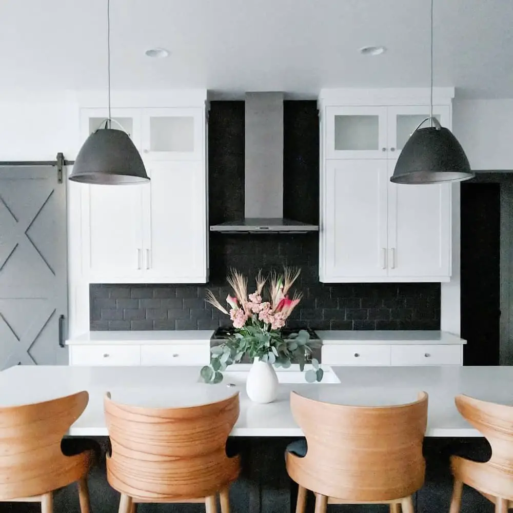 Black brick backsplash