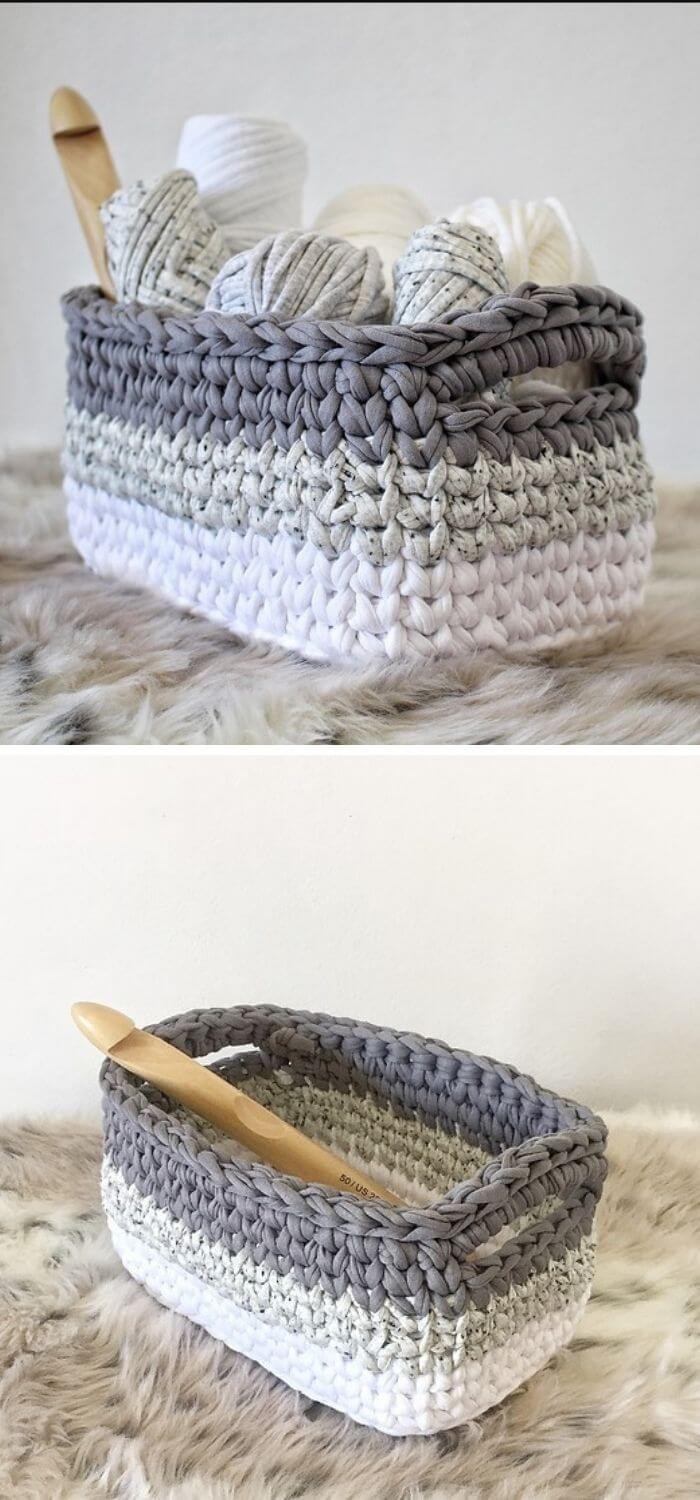 Ombre rectangle crochet basket