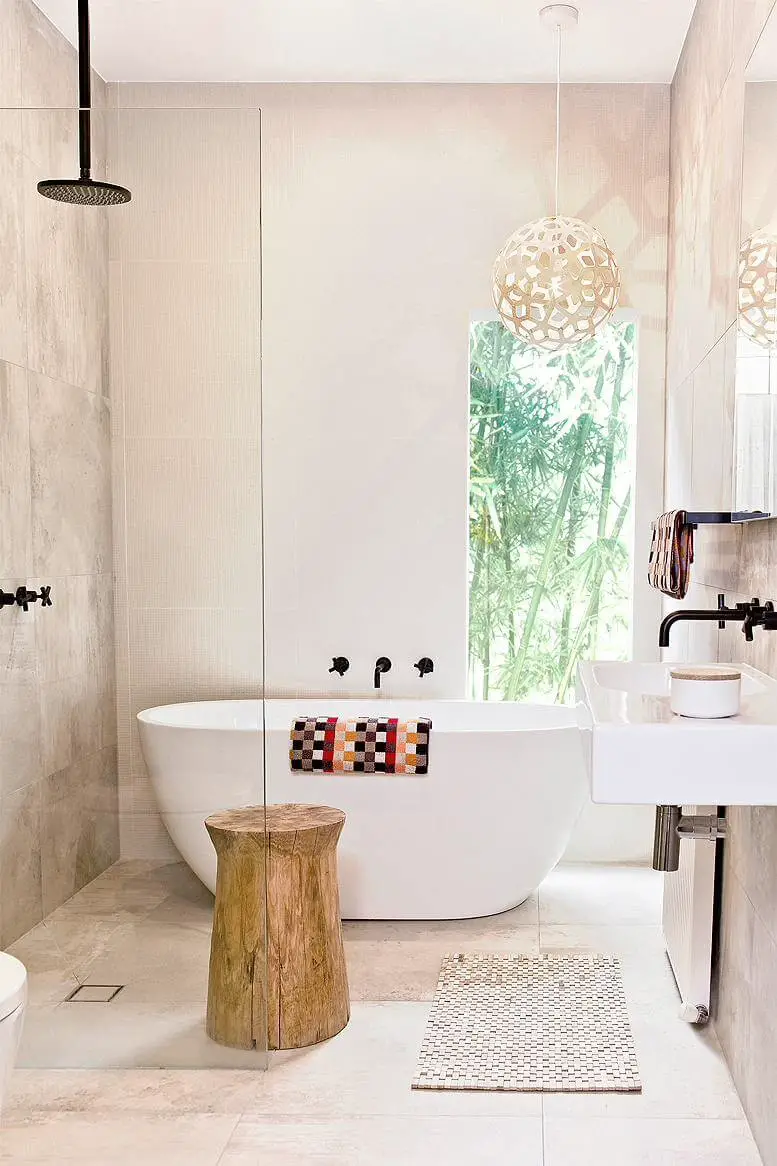 #19. Mid-sized trendy bathroom with a wall-mount sink