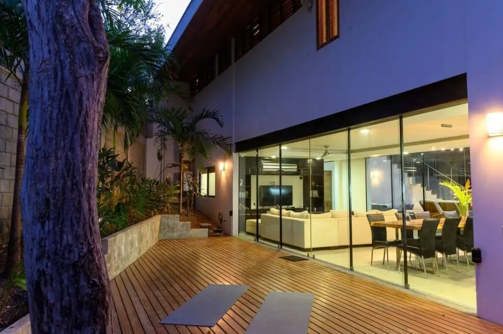 Glass doors: Protect from weather changing while giving clear view of nature