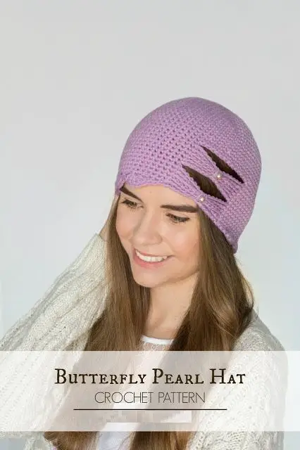 Butterfly Pearl Hat Free Crochet Pattern