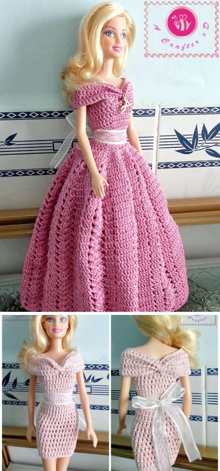 Crochet Barbie princess gown