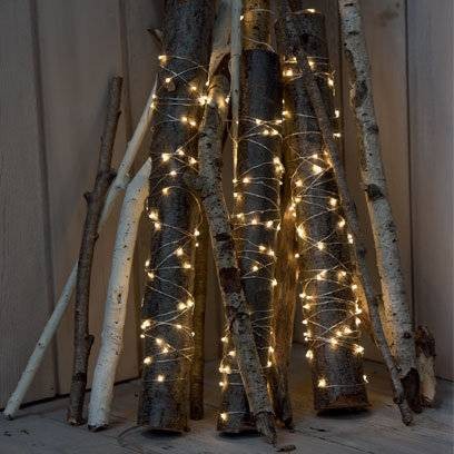 Creating a fire effect with fairy lights around branches/logs