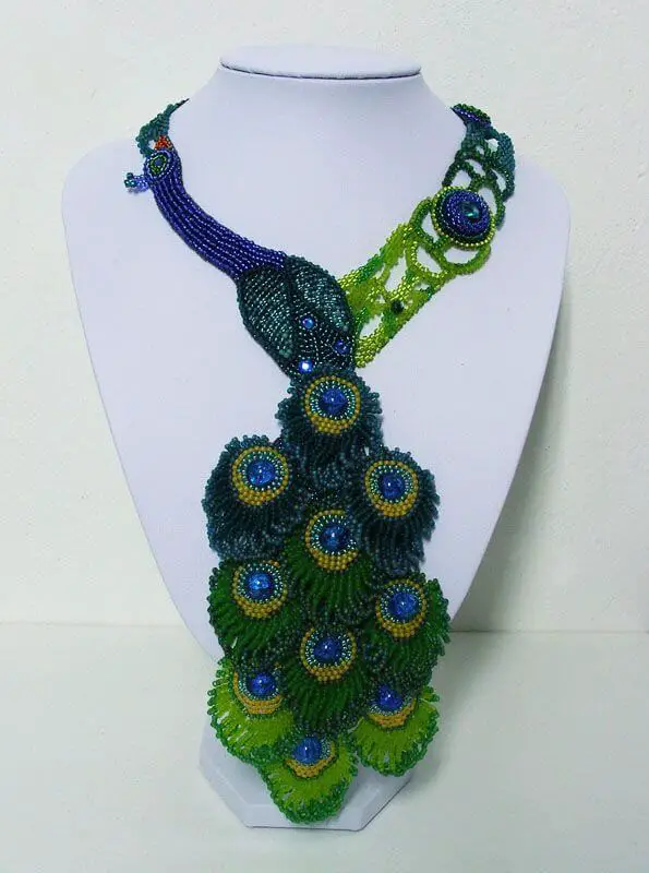 Crochets Peacock Feather Necklace Pattern.