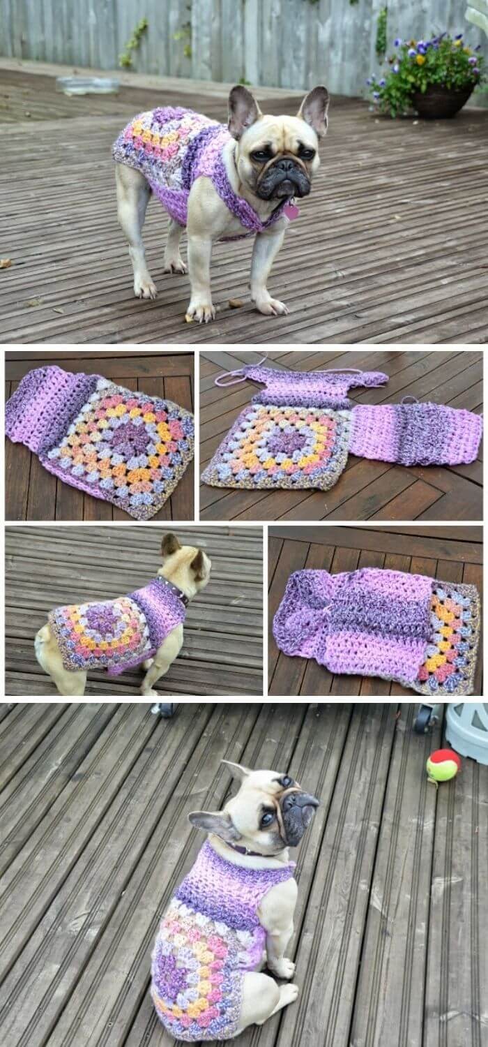 Granny square dog jumper