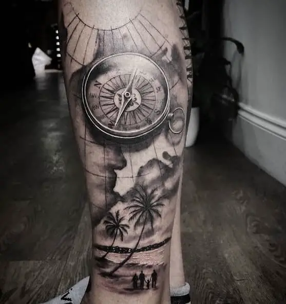 17) Compass and map tattoo