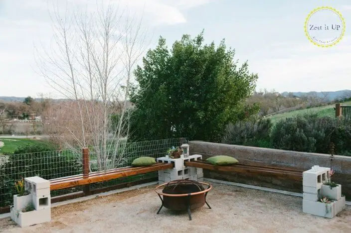 Cinder block bench for hillside