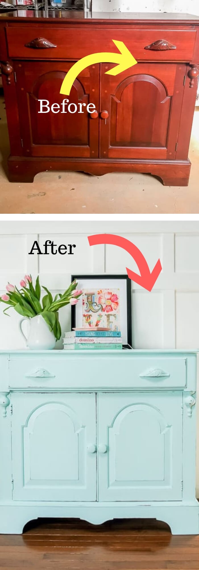 #1. Spring Furniture Makeover: Aqua Credenza