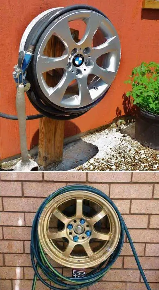 Hose reel from luxury car wheels