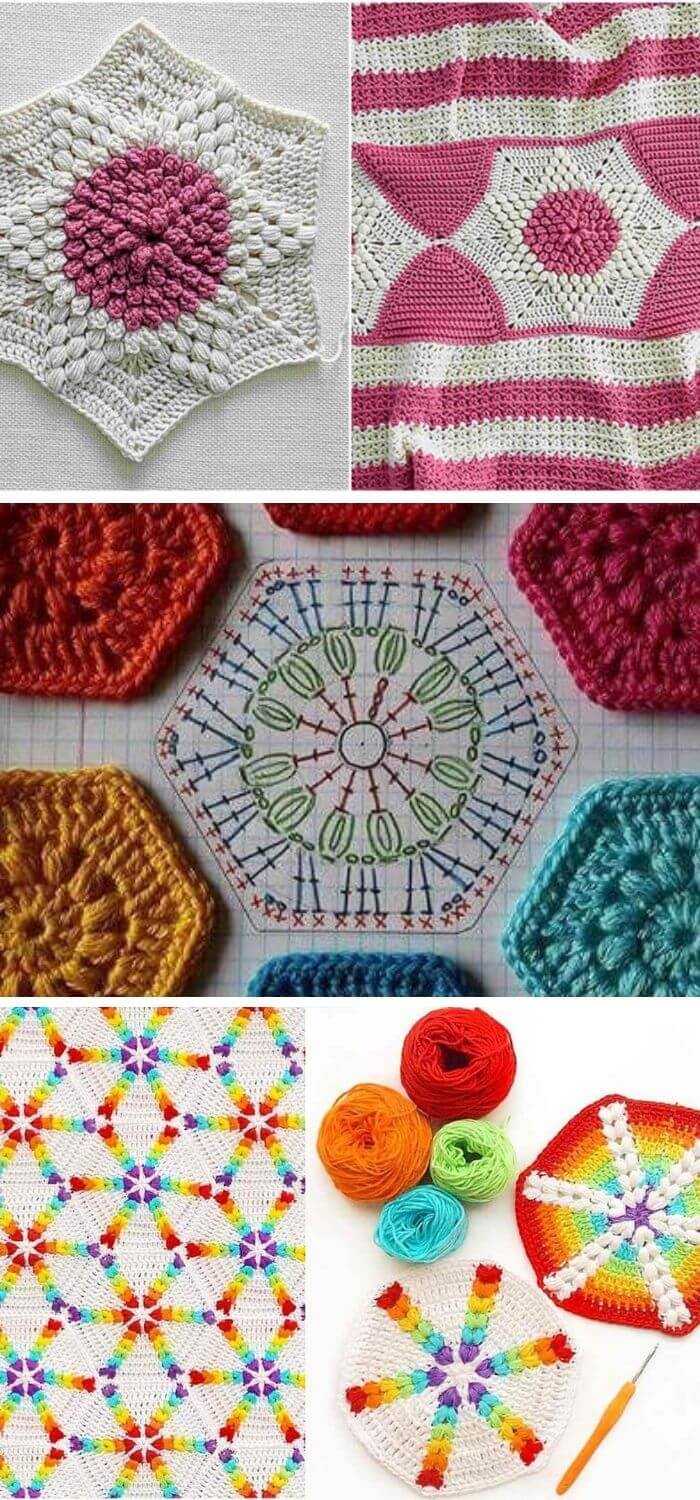 Crochet Puff Stitch Hexagon