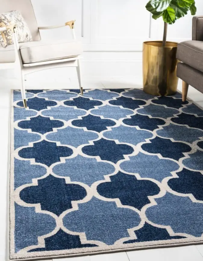 Blue and white trellis pattern