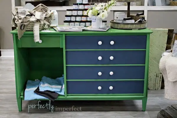 Green Accents Painted Dresser