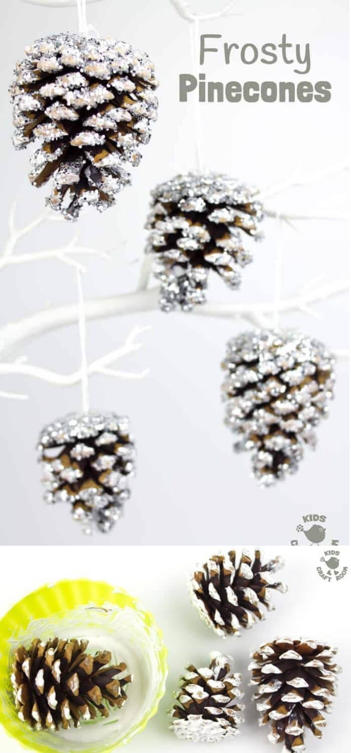 DIY Frosty Pinecones