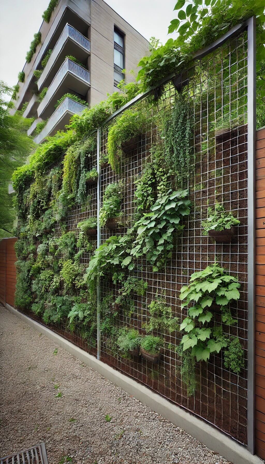 Vertical Garden Gabion Fence