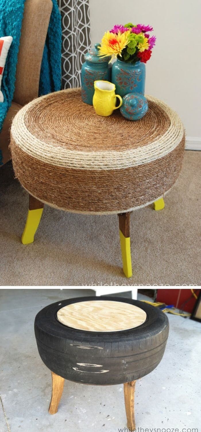 DIY old tire table