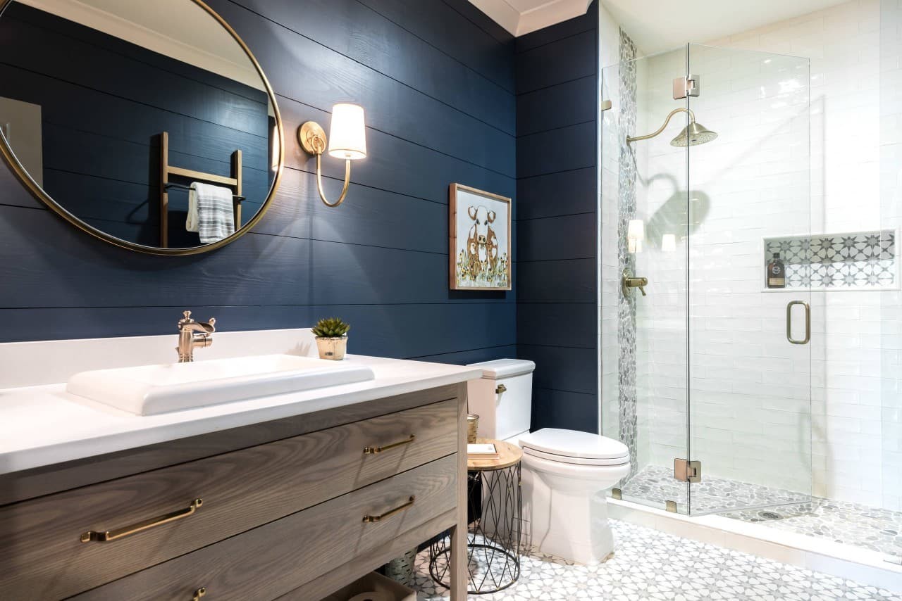 Navy and Grey Bathroom