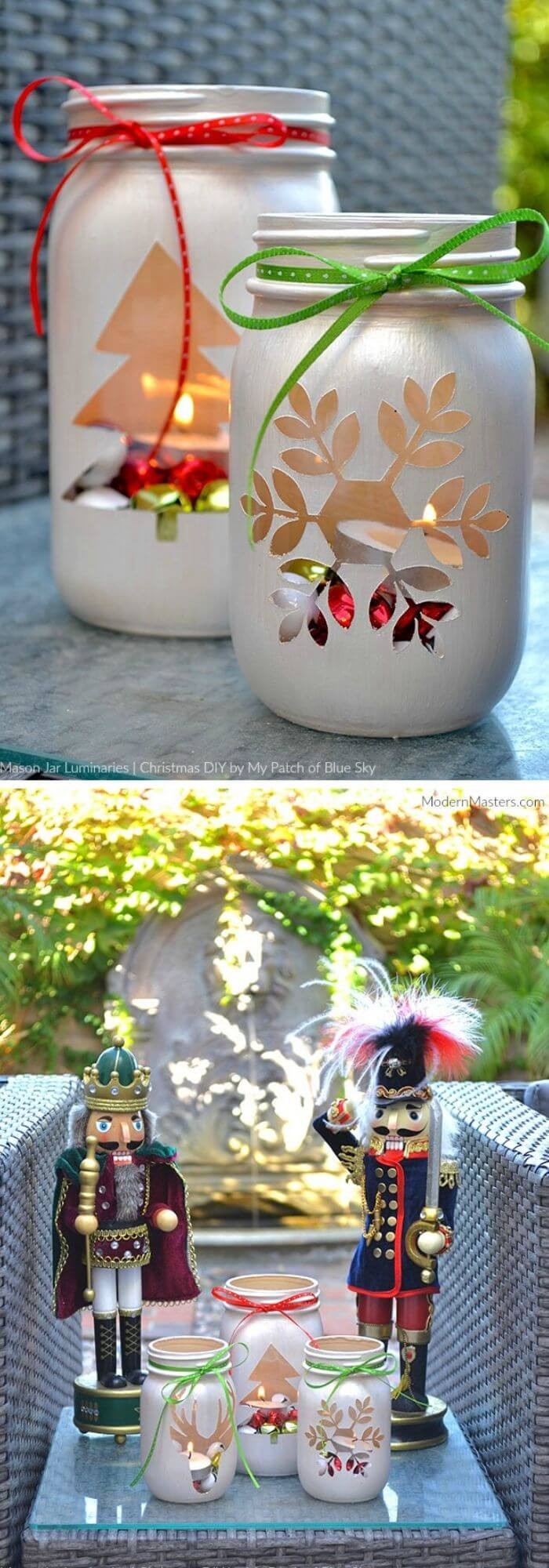 #4. Stenciled Mason jar candle holder