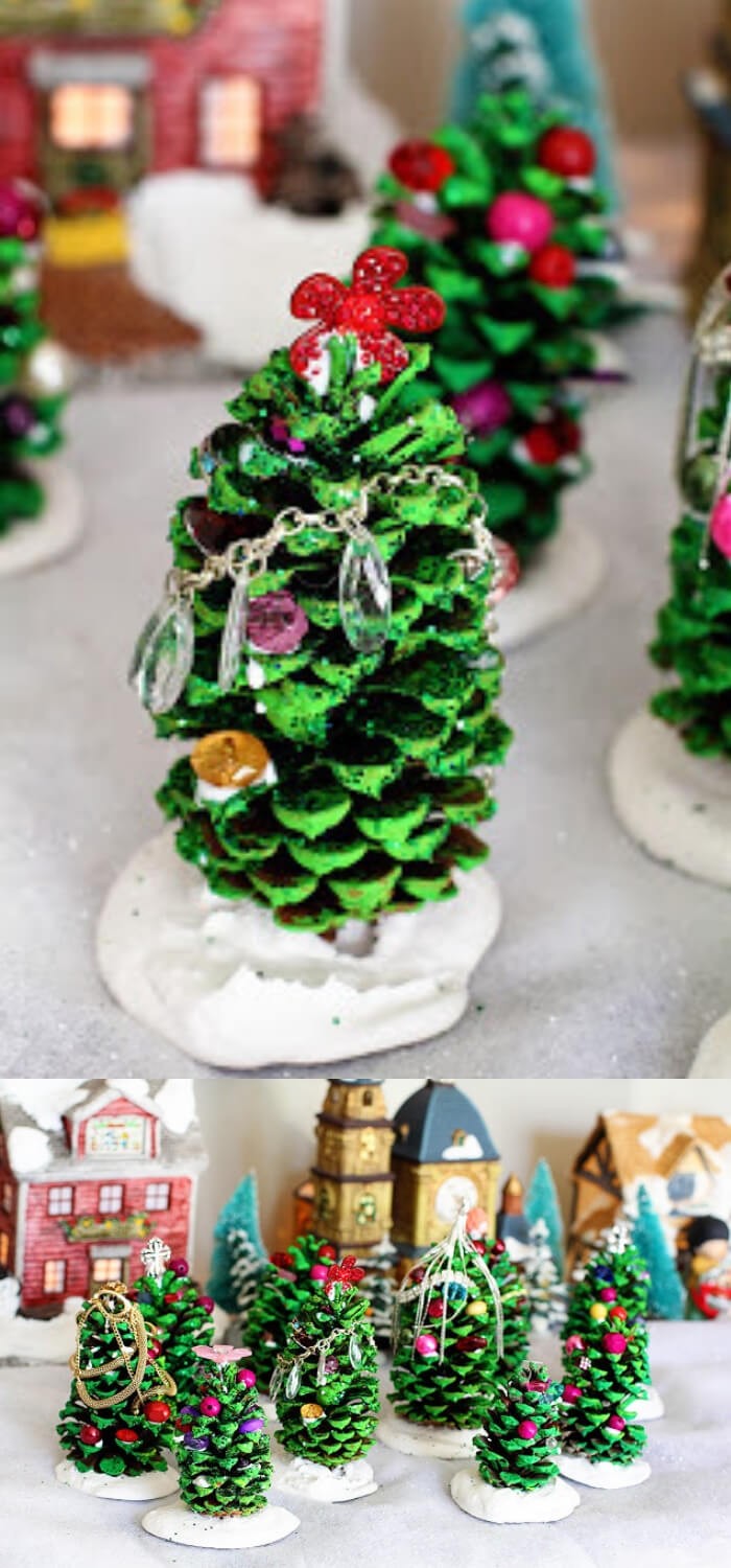 #5. Pinecone Christmas Trees by elementaryartfun