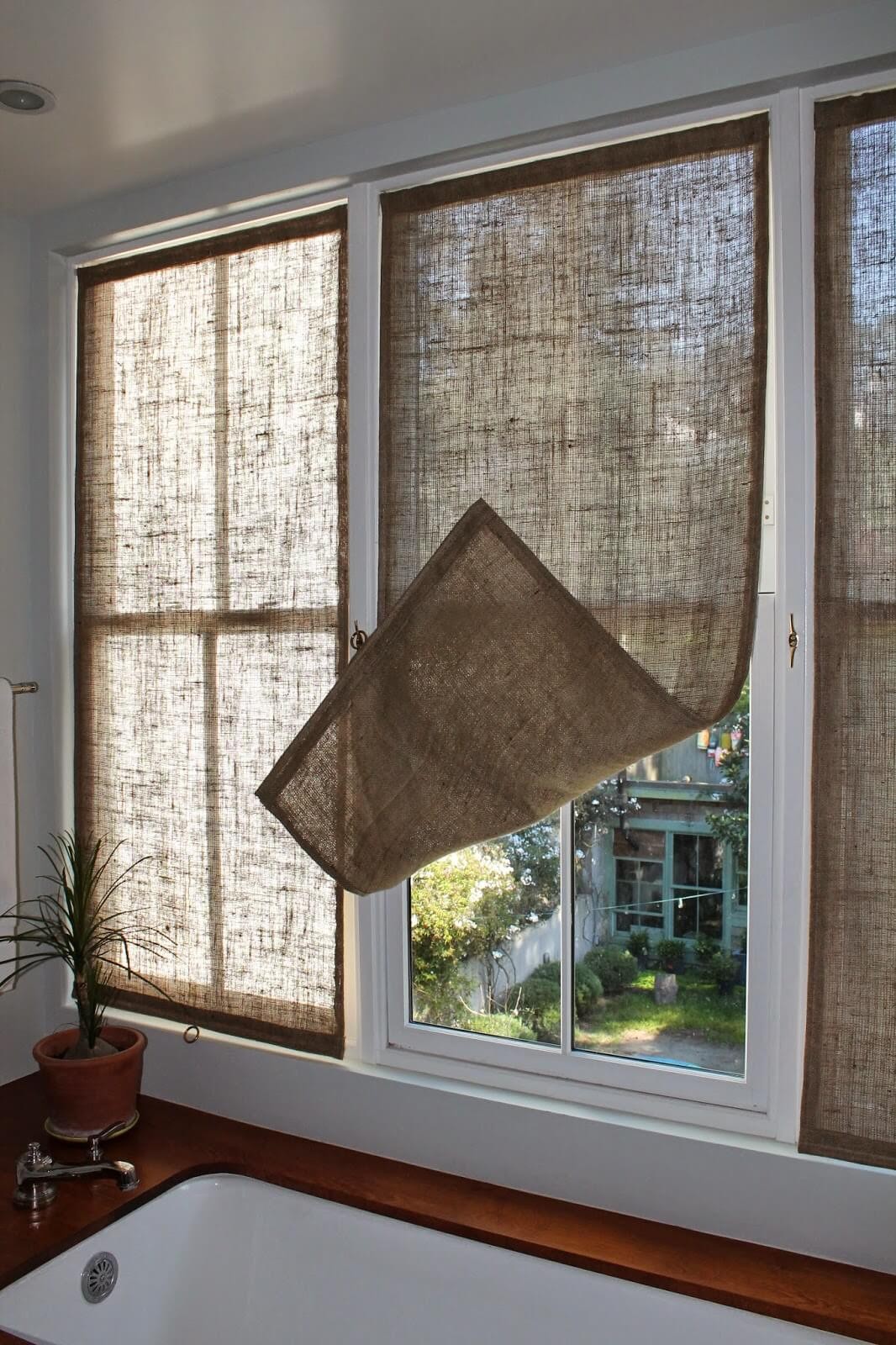 #13. DIY Burlap Window Shades