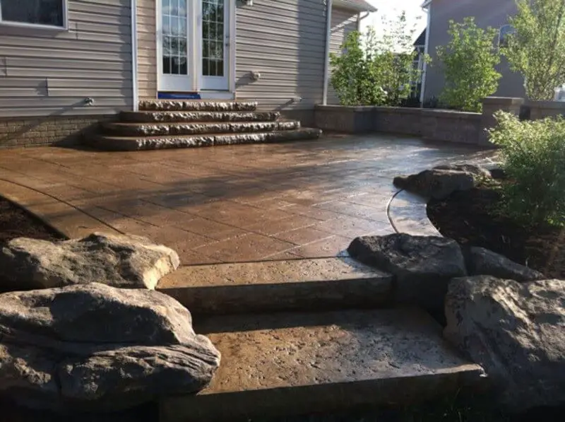 Travertine stamped concrete patio