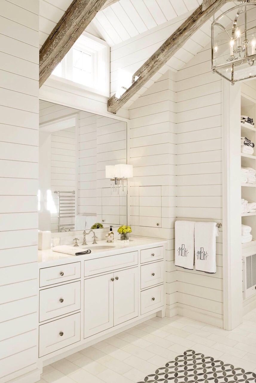 All White Farmhouse Bathroom