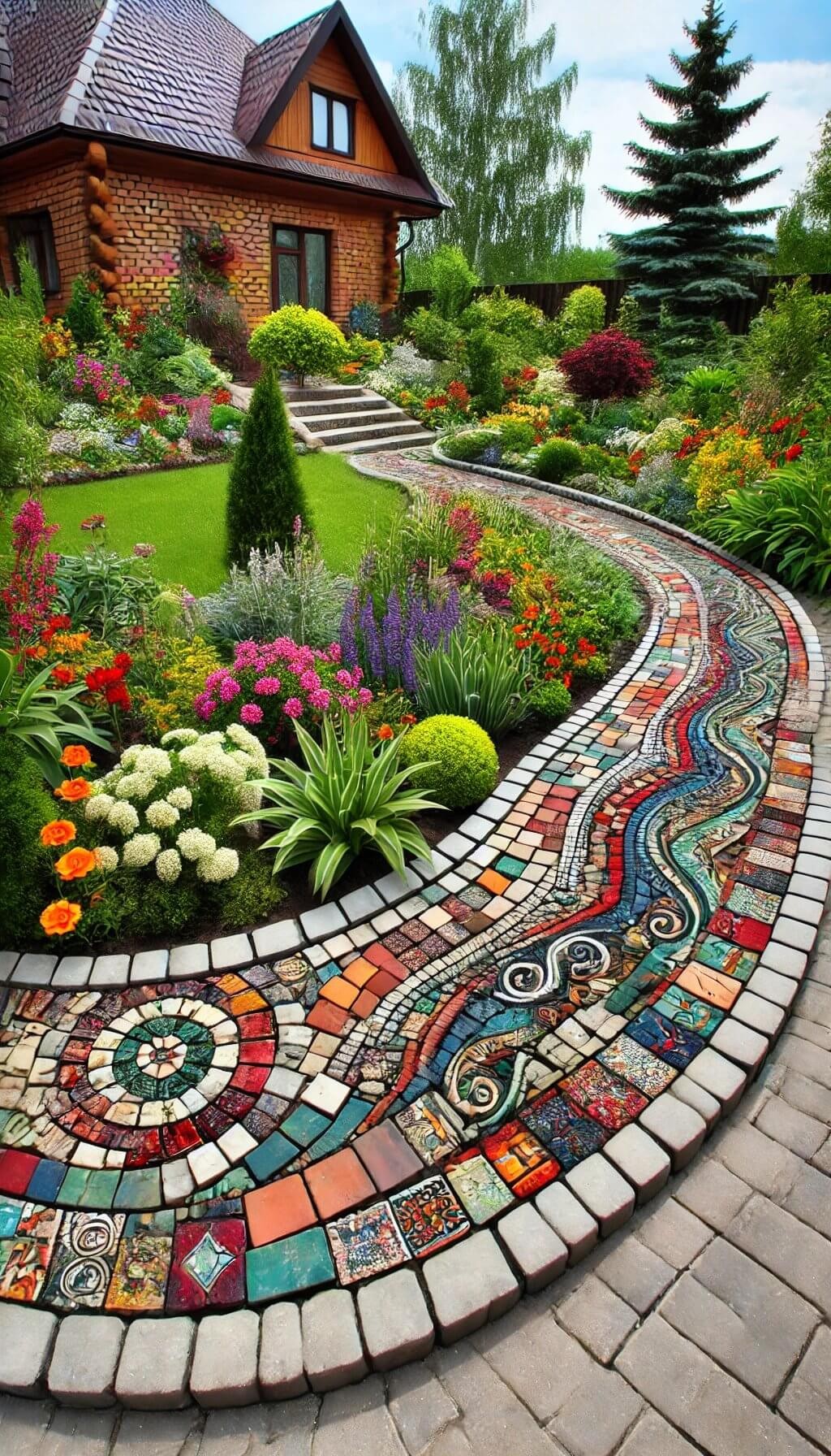 Mosaic Brick Edging