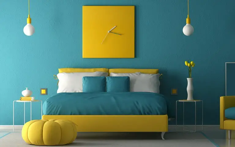 Teal and Yellow bedroom