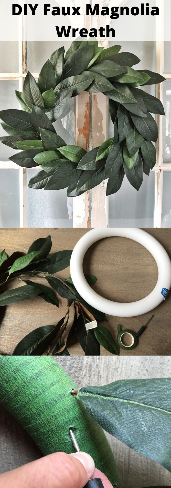 DIY Faux Magnolia Wreath