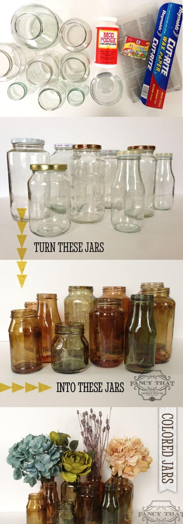 Vintage DIY Dyed Jars