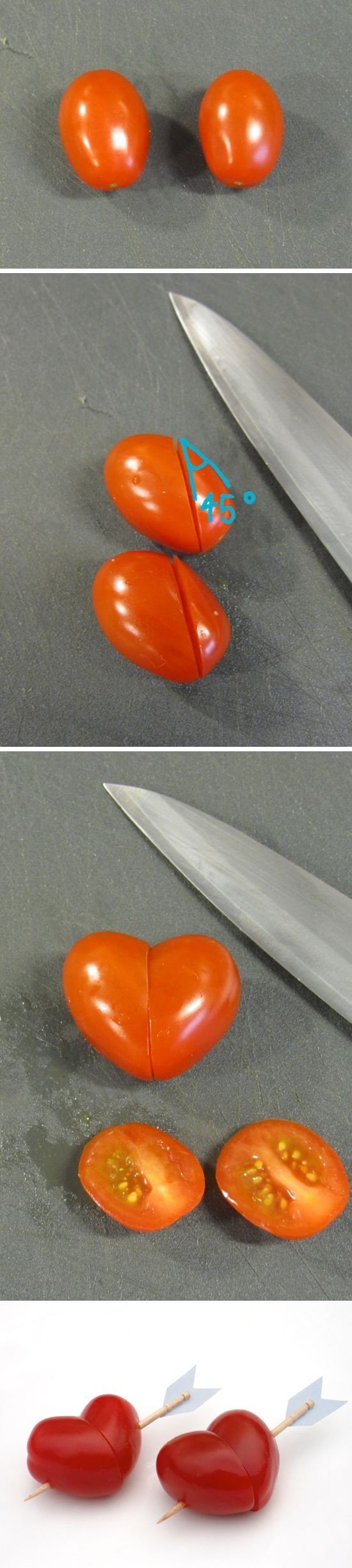 Cherry tomato hearts